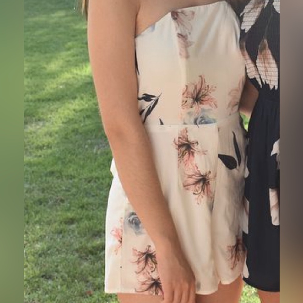American Threads Strapless Floral Romper